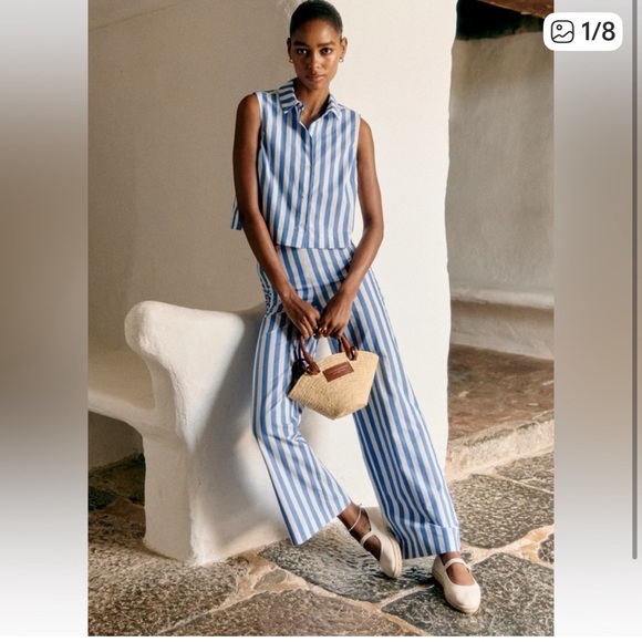 Sézane Harmonie Shirt – Bright Blue & Ecru Stripes | Size M | NWT - Picture 6 of 6